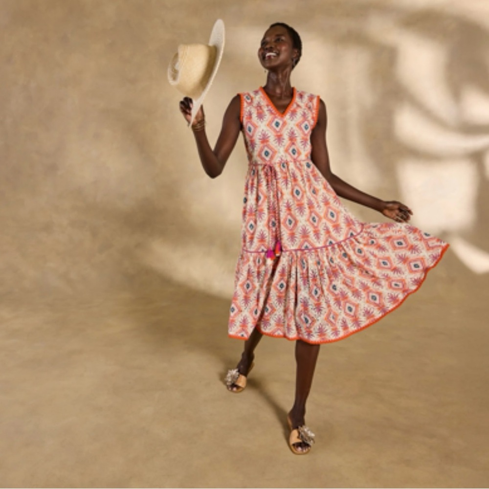 Sundance Annetta Eyelet Dress Small Orange Flare Pockets Bright Sundress NWT